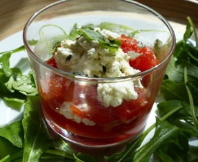 verrine tomate au miel et chèvre