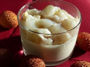 panna cotta litchees